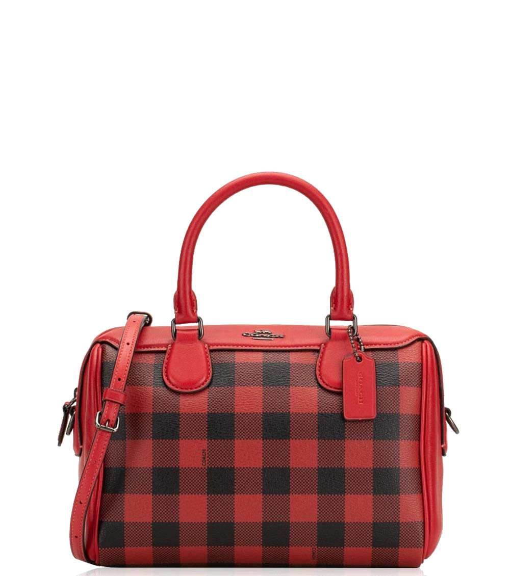 coach red satchel bag