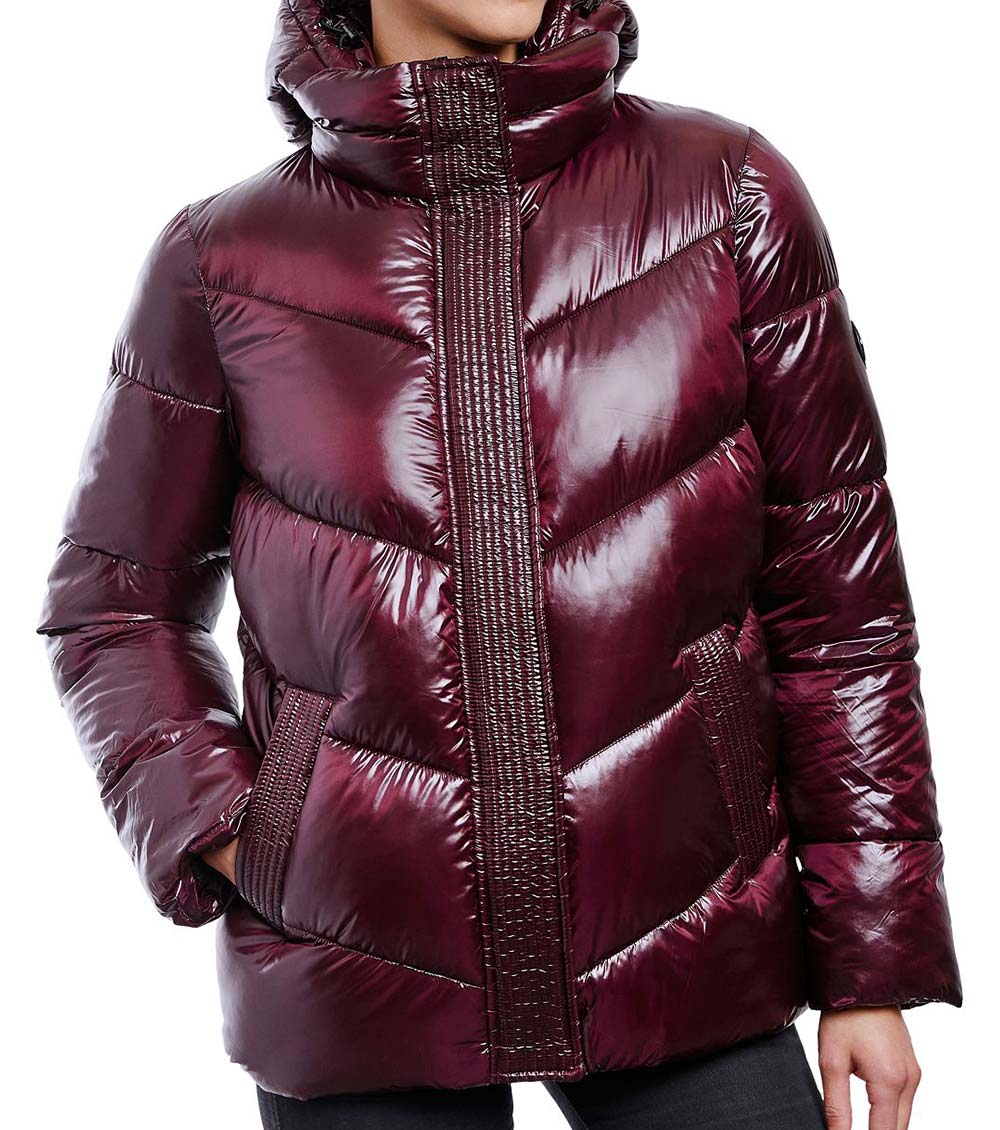 Michael Kors Maroon Shine Hooded Puffer Jacket for Women Online India at  