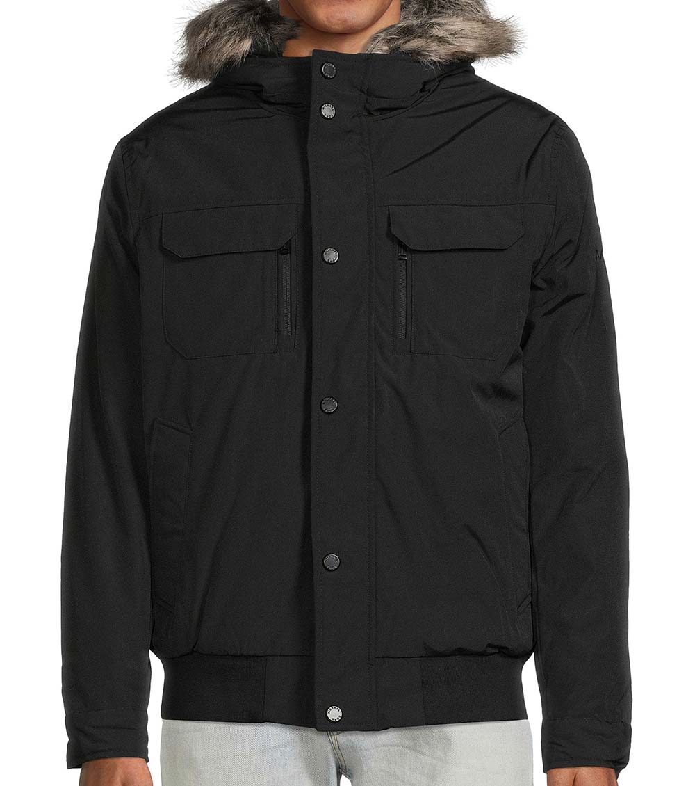 Michael Kors Black Fur Hooded Bomber Jacket for Men Online India