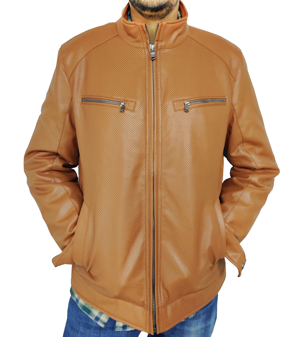 Michael Kors Brown Saddle Faux leather Jacket for Men Online India at Darveys