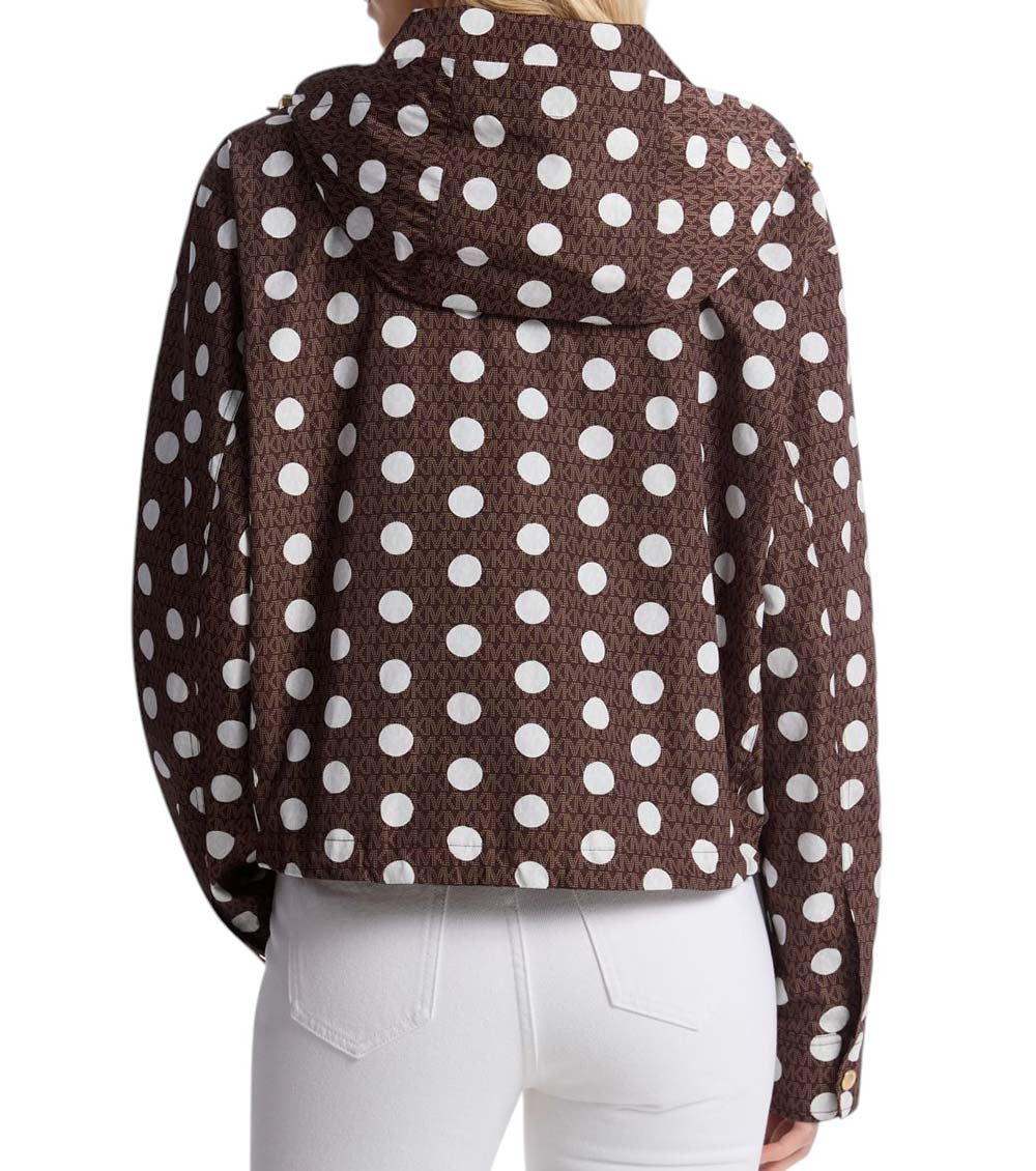 Michael Kors Brown Polka Dot Signature Logo Jacket for Women