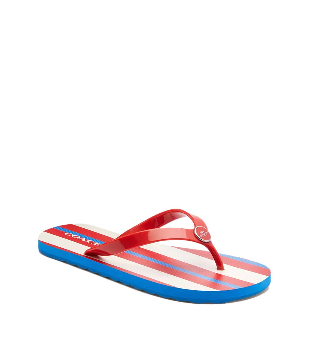 Red coach flip flops top