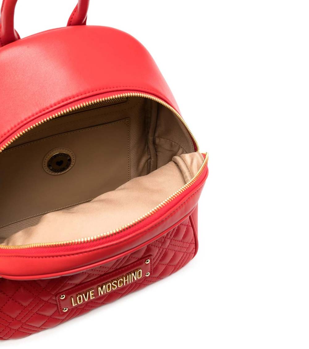 Love Moschino Red Quilted Small Backpack for Women Online  display picture 1