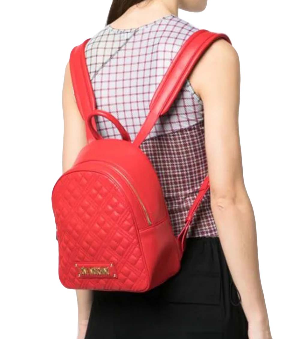 Love Moschino Red Quilted Small Backpack for Women Online  display picture 3