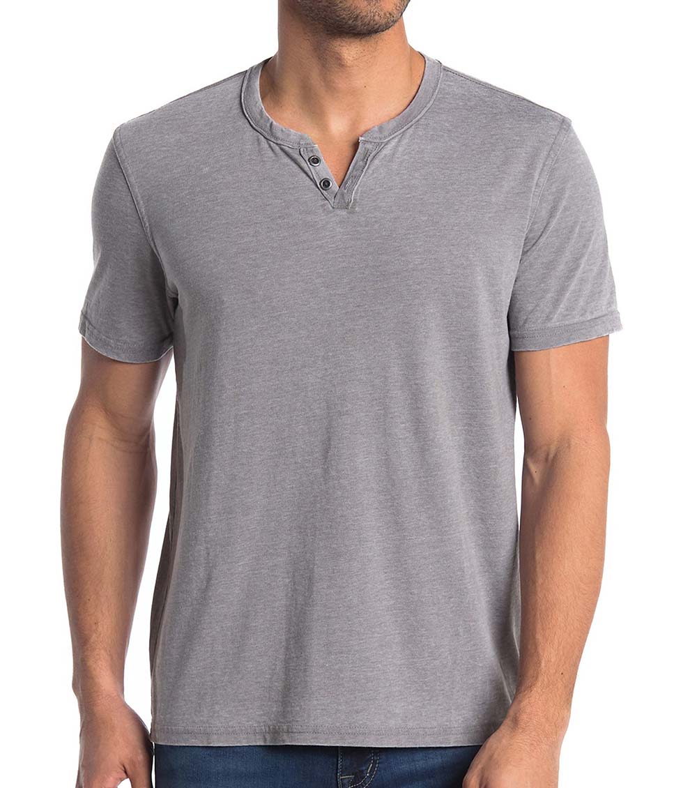 Lucky Brand Grey Button Notch Neck T-Shirt for Men Online India at
