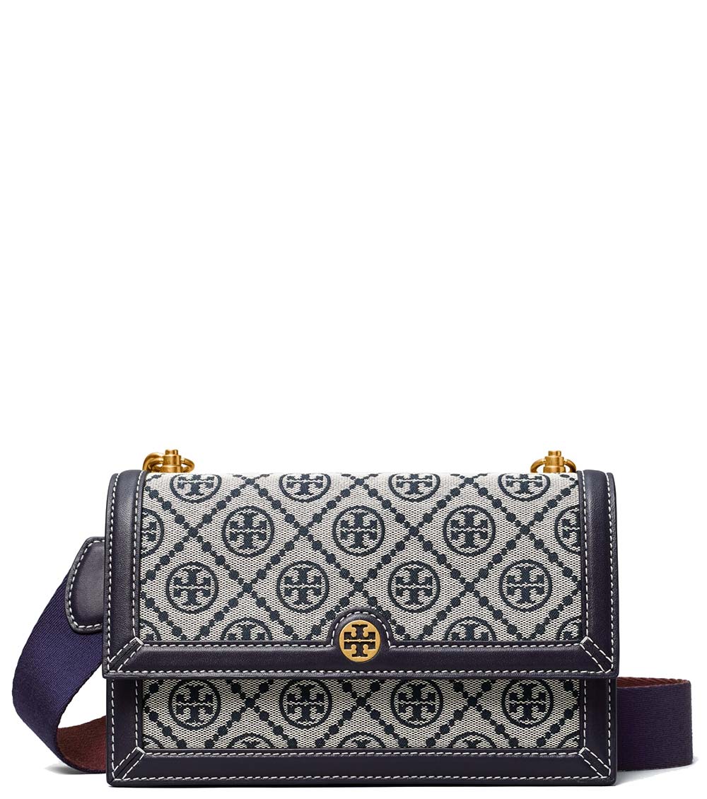 Tory Burch T Monogram Jacquard Small Tote in Blue