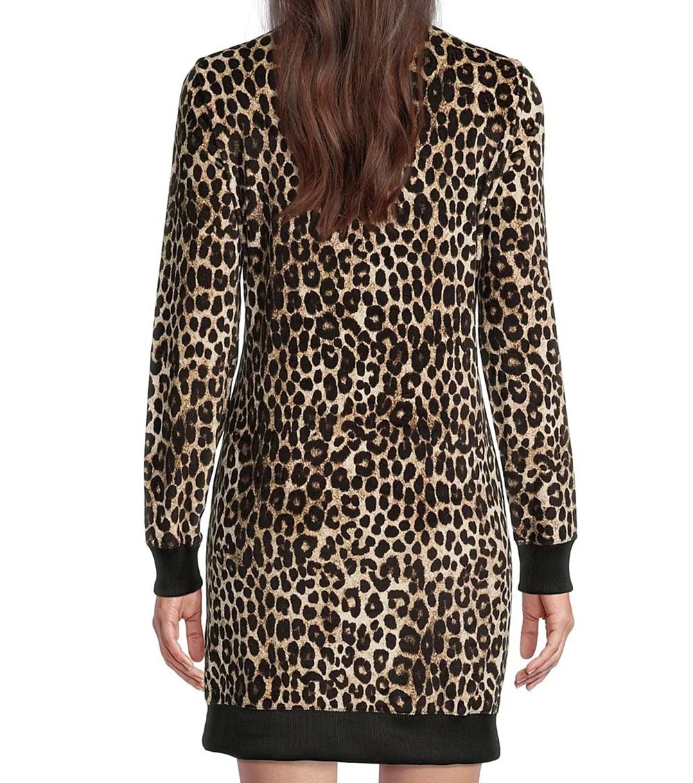 Michael Kors Leopard Print V-Neck Long Sleeve Dress for Women Online India  at 