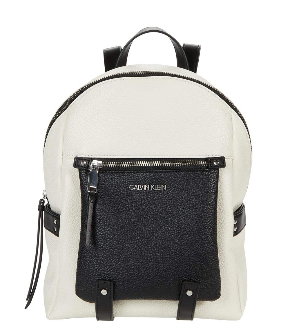 Calvin Klein Women's Satchel Handbag with pouch, CK Logo, Almond white  silver | eBay