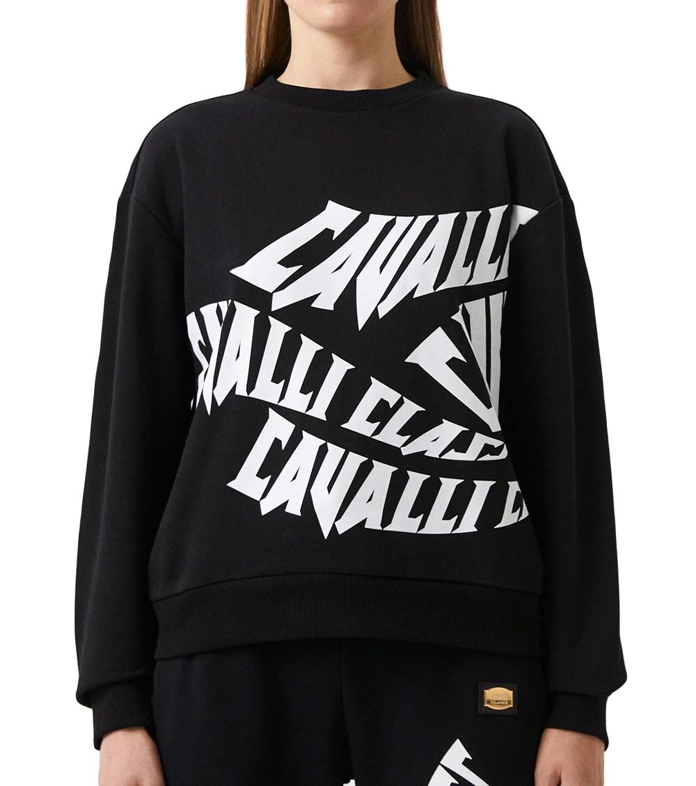 Cavalli Class Black Crewneck Logo Sweatshirt for Women Online