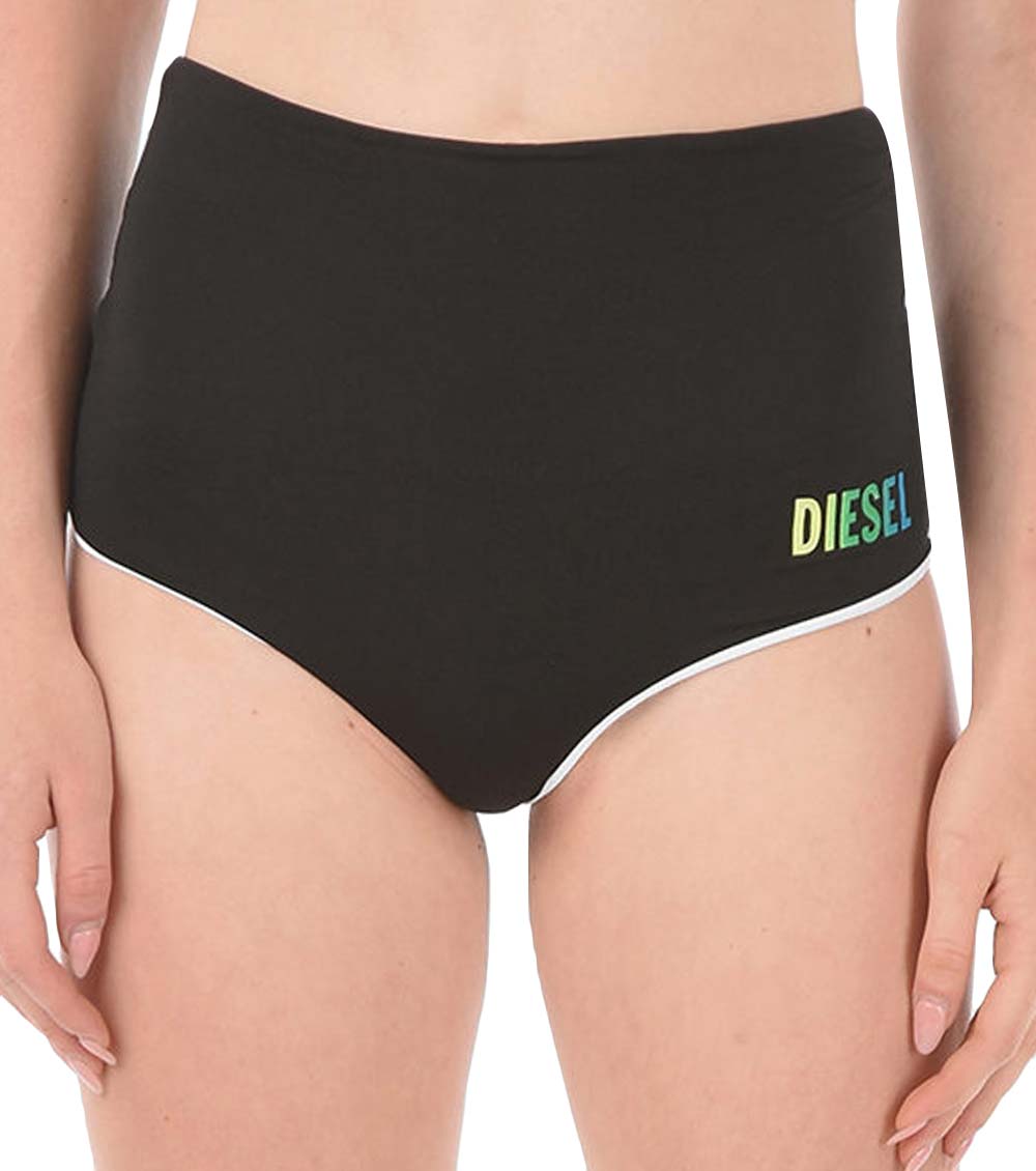 Diesel Black Printed Logo High Waisted Bikini Slip for Women Online India  at