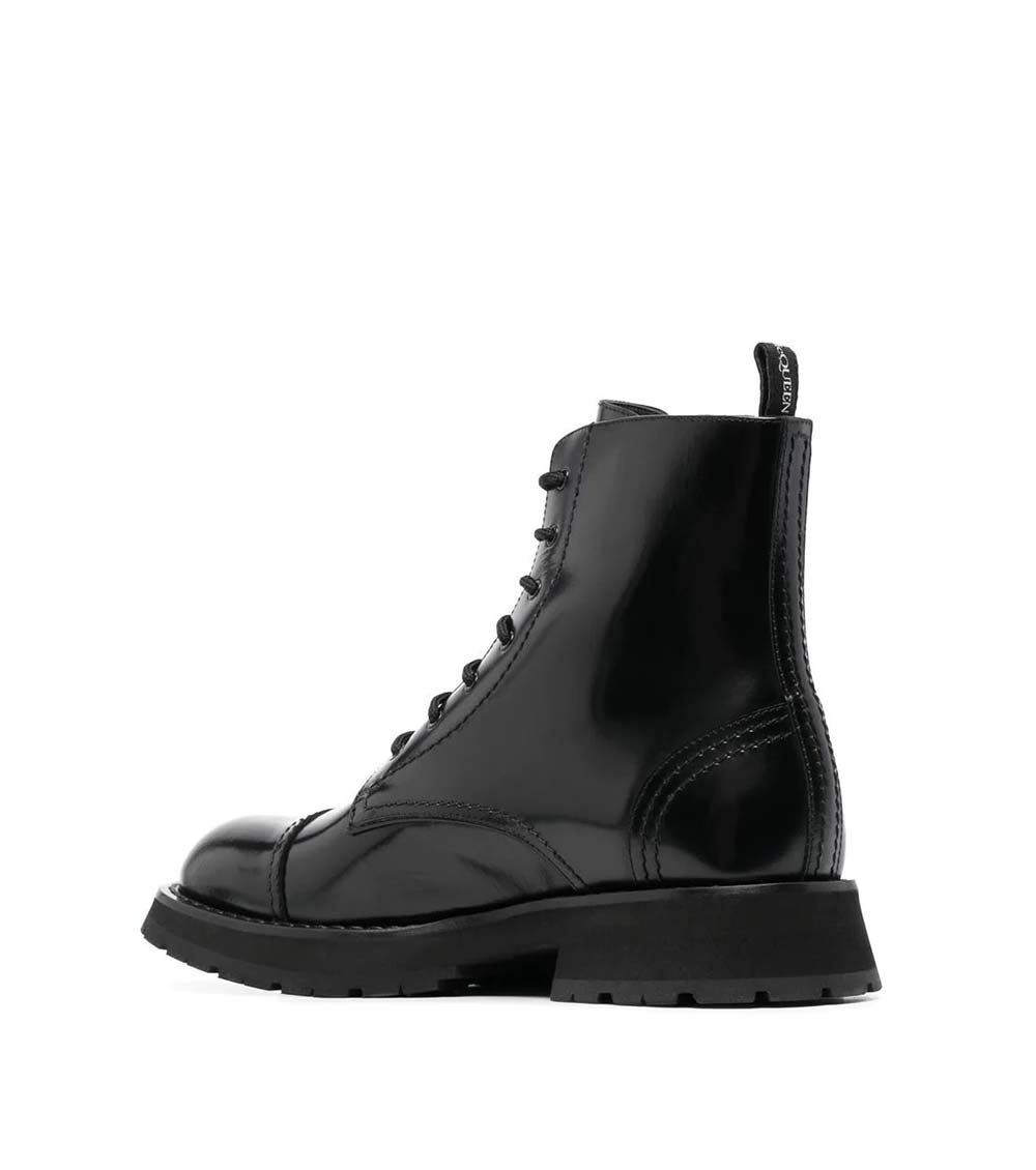 Shiny black clearance lace up boots