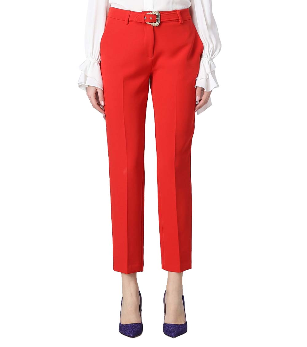 Buy Van Heusen Red Regular Fit Trousers for Women Online @ Tata CLiQ