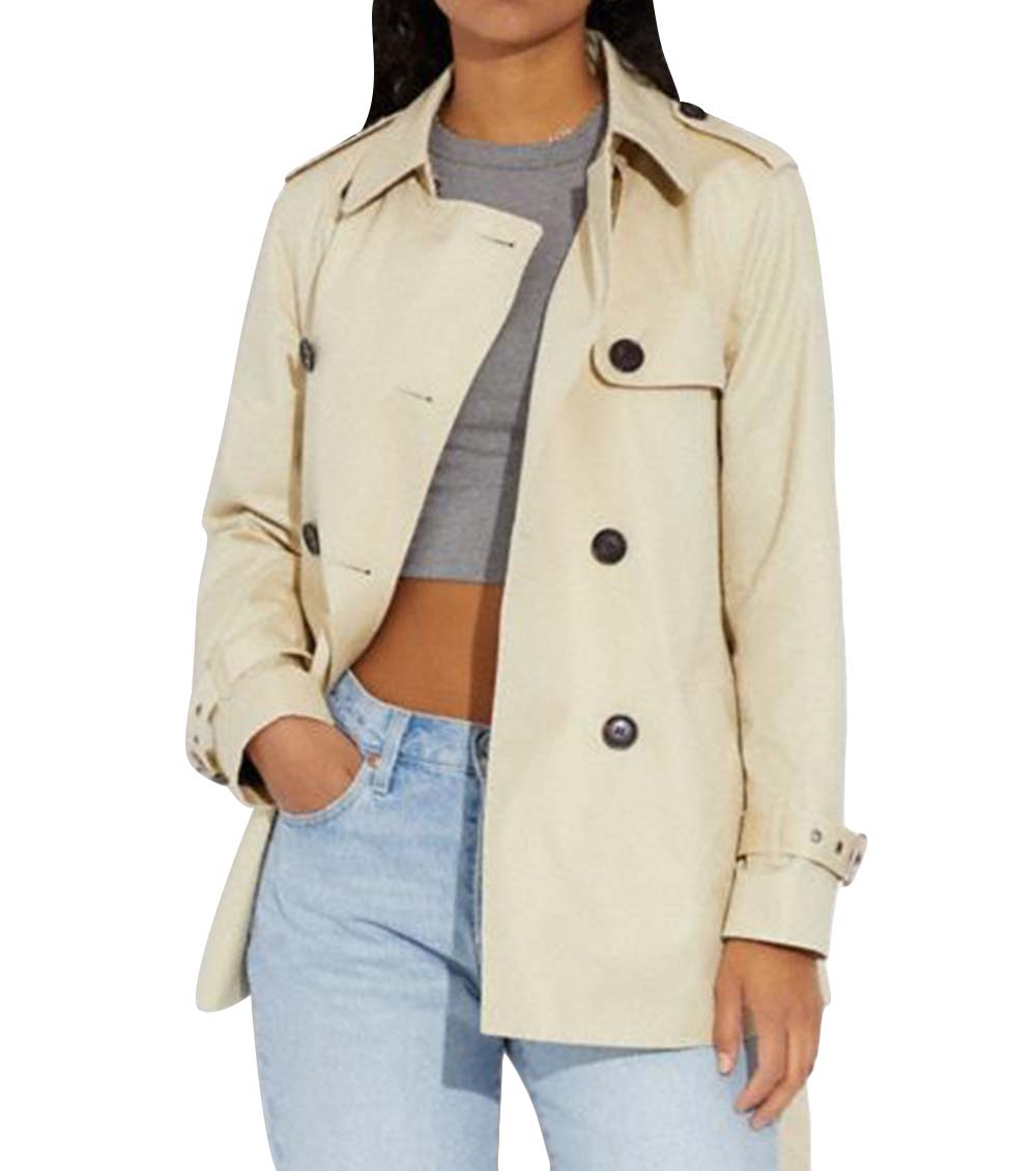 Coach Off White Solid Short Trench Coat for Women Online India at
