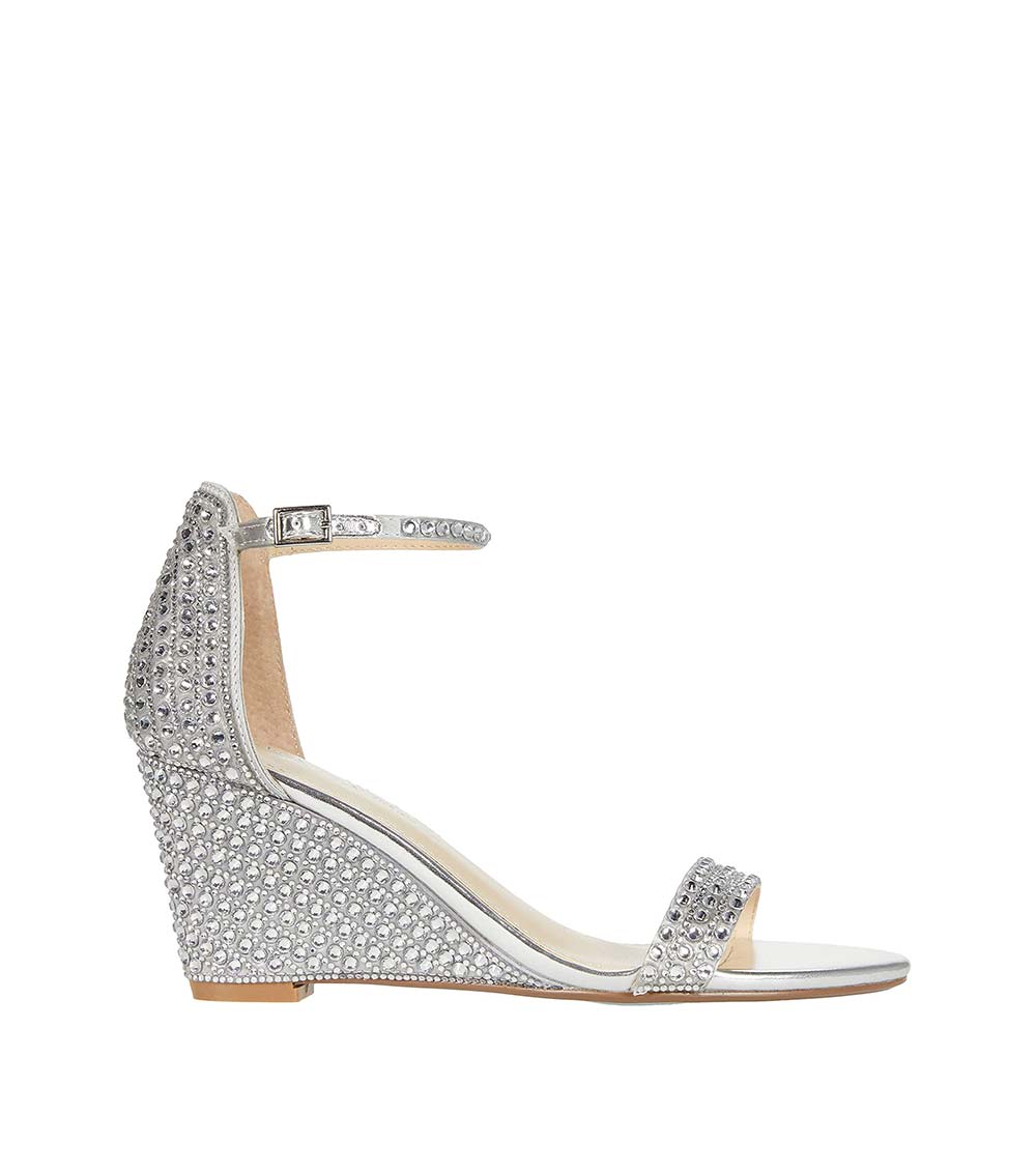 Silver wedge sandals for wedding deals