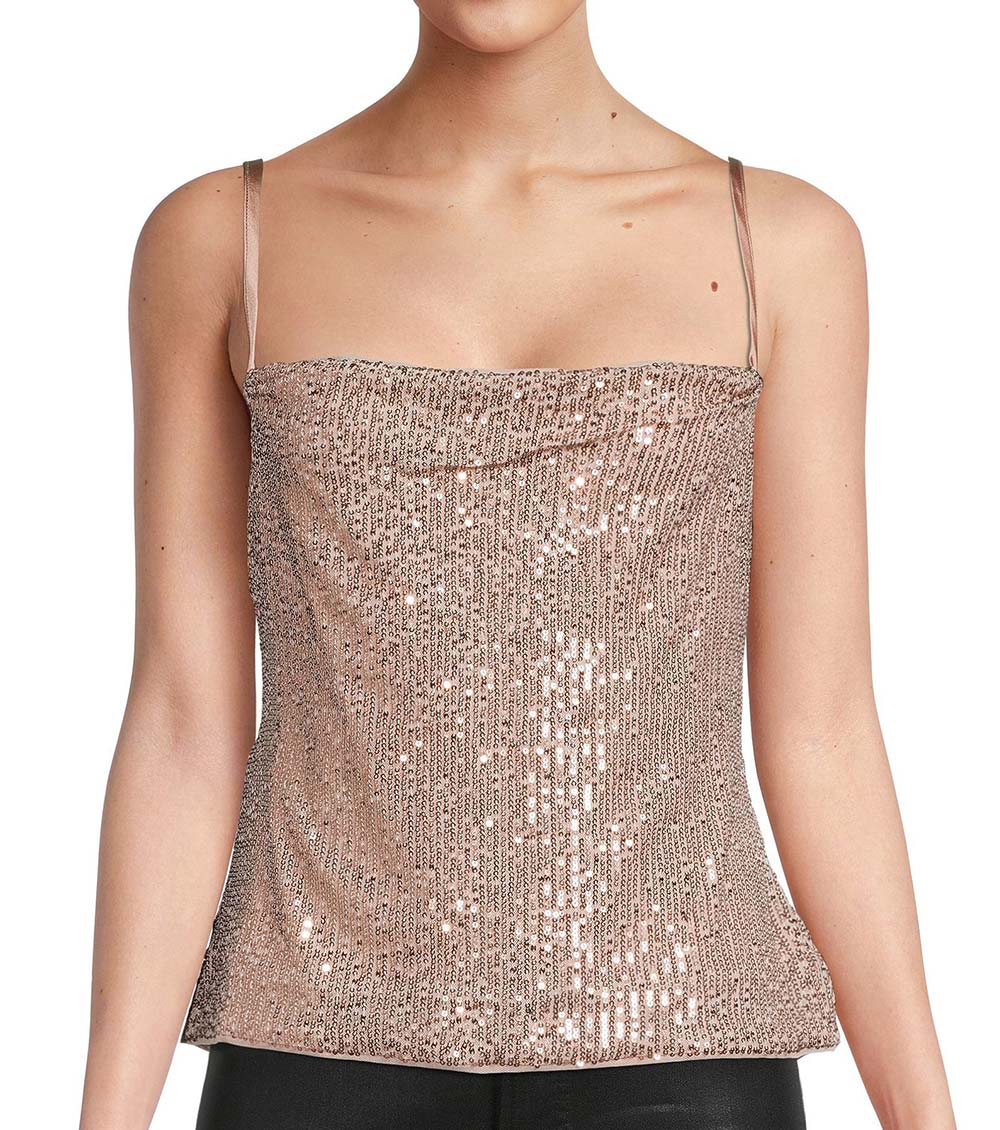 BCBGMaxazria Rose Gold Sequin Cami Top for Women Online India at Darveys