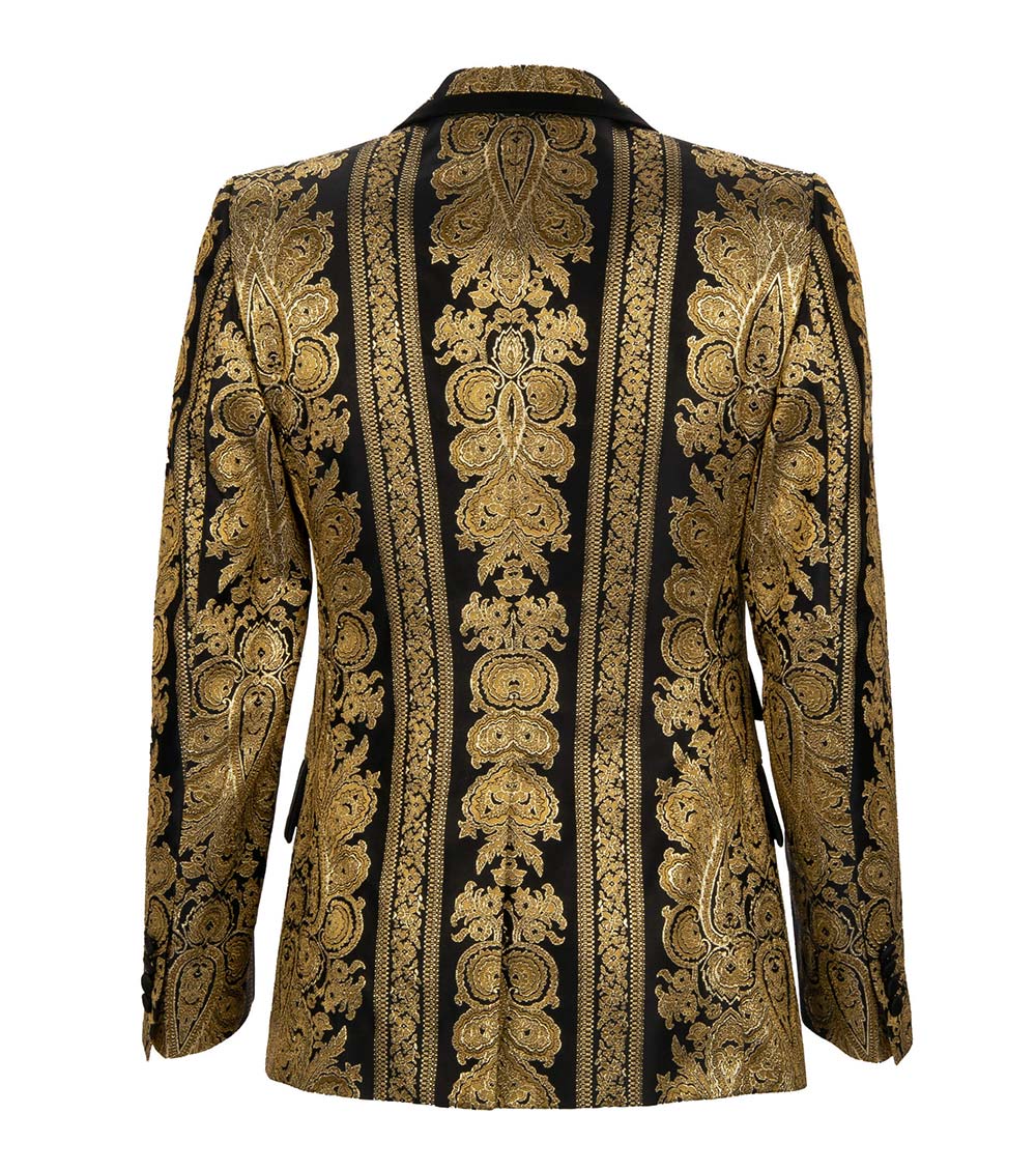 Dolce & Gabbana Gold Baroque Jacquard Tuxedo Jacket for Men