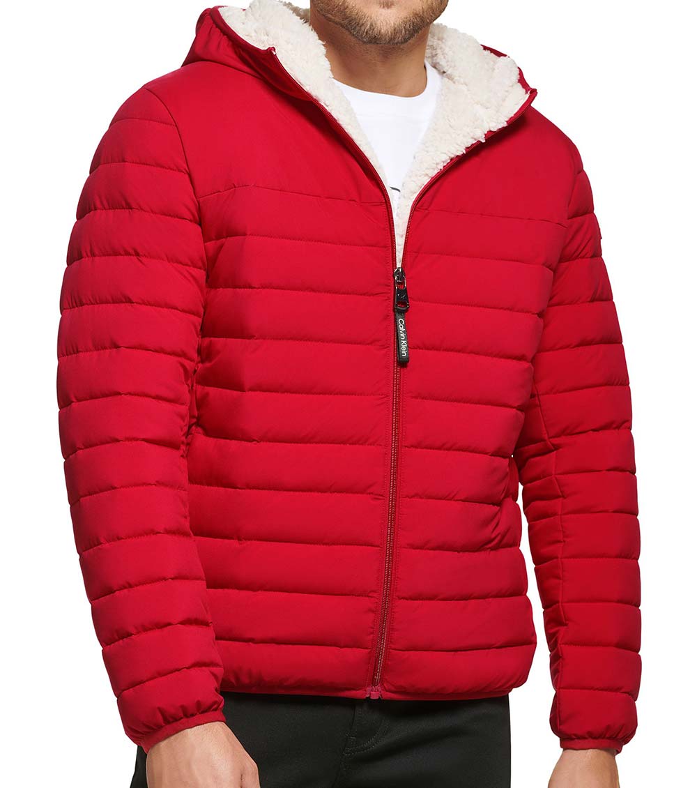 Calvin klein deals red puffer jacket