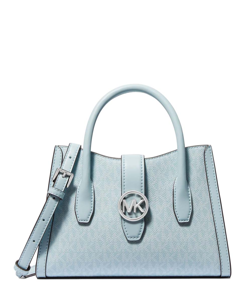 Michael Kors Karlie Medium Leather Satchel Bag - Pale Blue