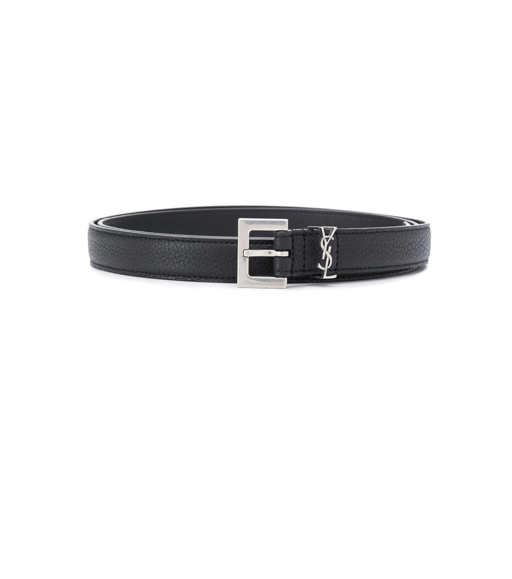 YVES SAINT LAURENT Monogram Leather Belt Black