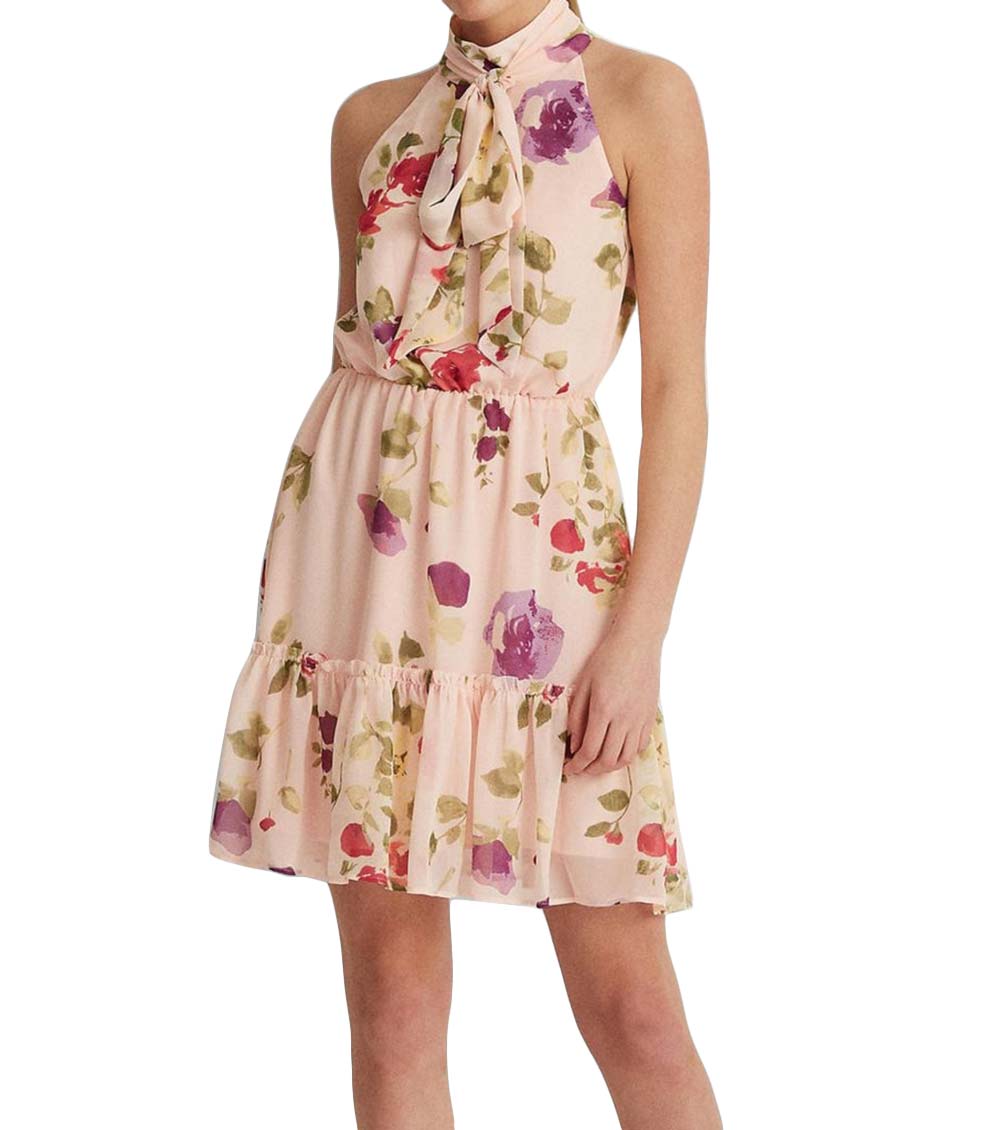 Ralph Lauren Light Pink Floral Print Midi Dress for Women Online