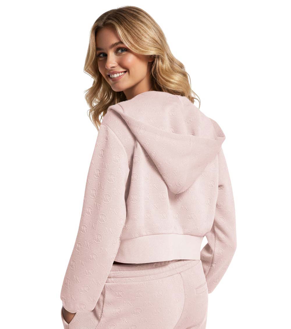 Michael Kors Light Pink Logo Cropped Zip-up Hoodie for Women