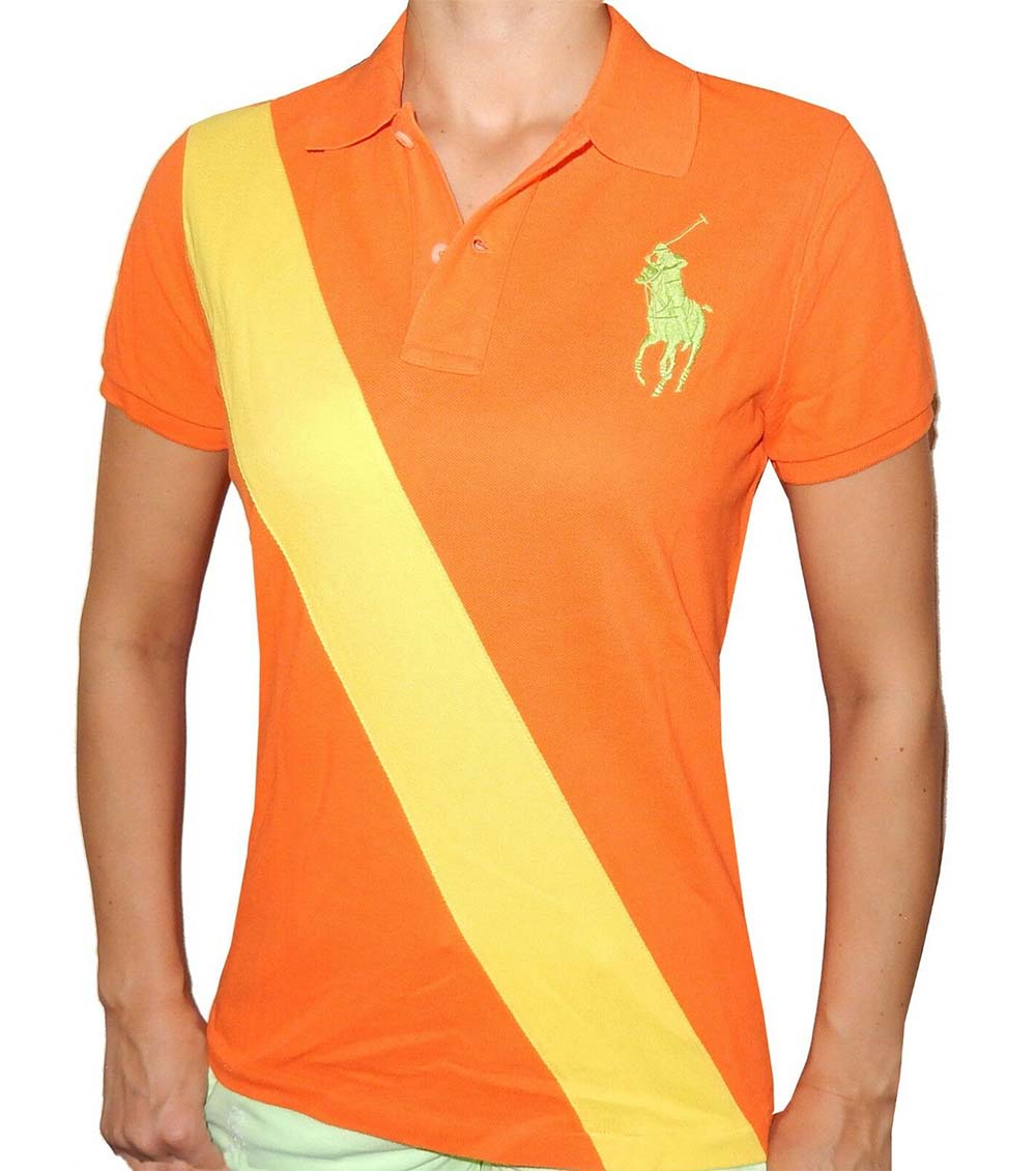 Ralph Lauren Orange Stripe Big Pony Polo for Women Online India at  Darveys.com
