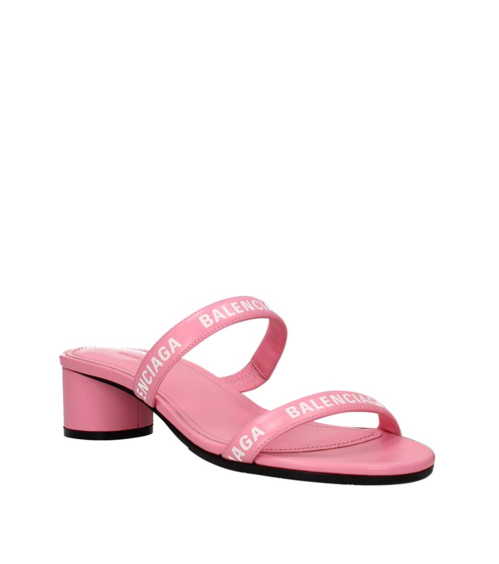 Balenciaga Pink Logo Double Strap Heels for Women Online India at