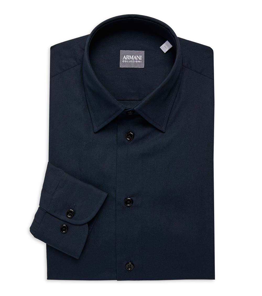 Armani Collezioni Dark Grey Solid Dress Shirt for Men Online India