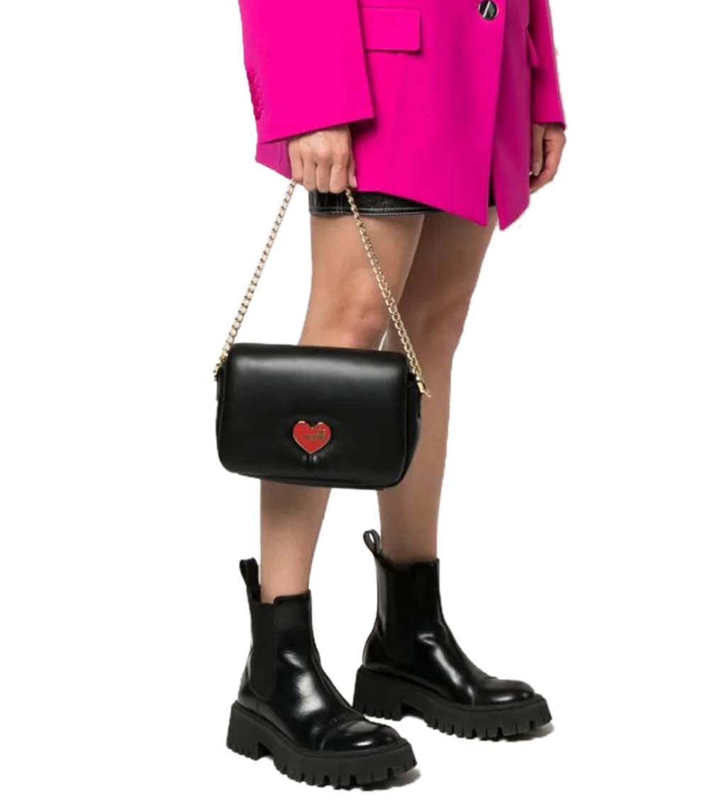 Love Moschino Black Pu Puffy Small Shoulder Bag for Women Online