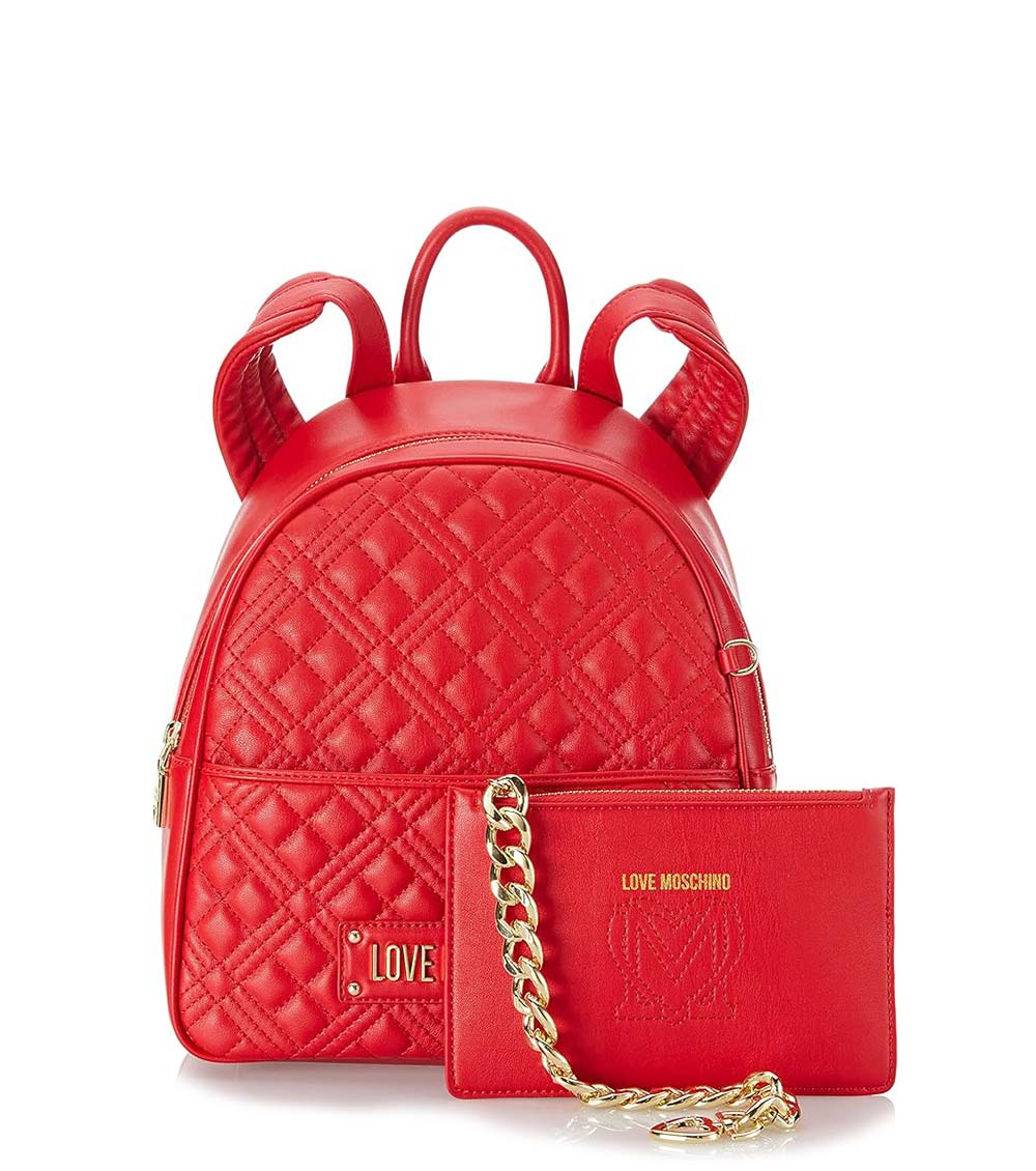 Love Moschino Red Quilted Small Backpack for Women Online India at Darveys