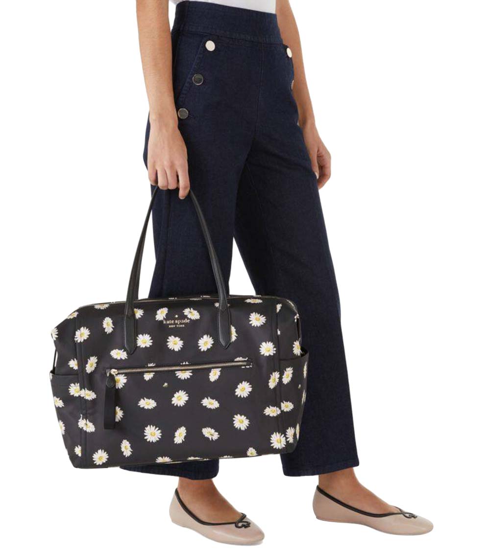 Kate Spade Black Multi Chelsea Weekender Large Duffle Bag for