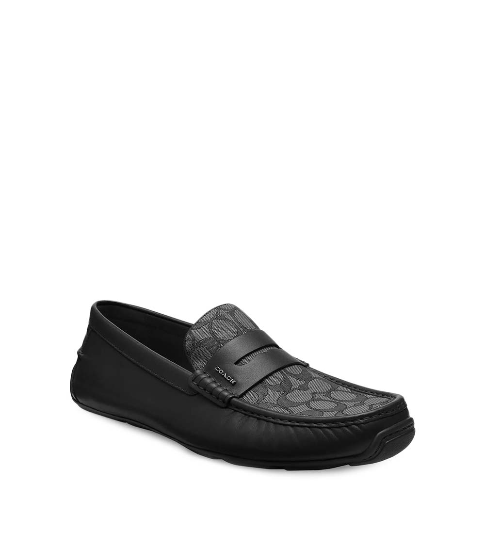 Coach Black Flash Leather Driving Turnlock buy Loafers