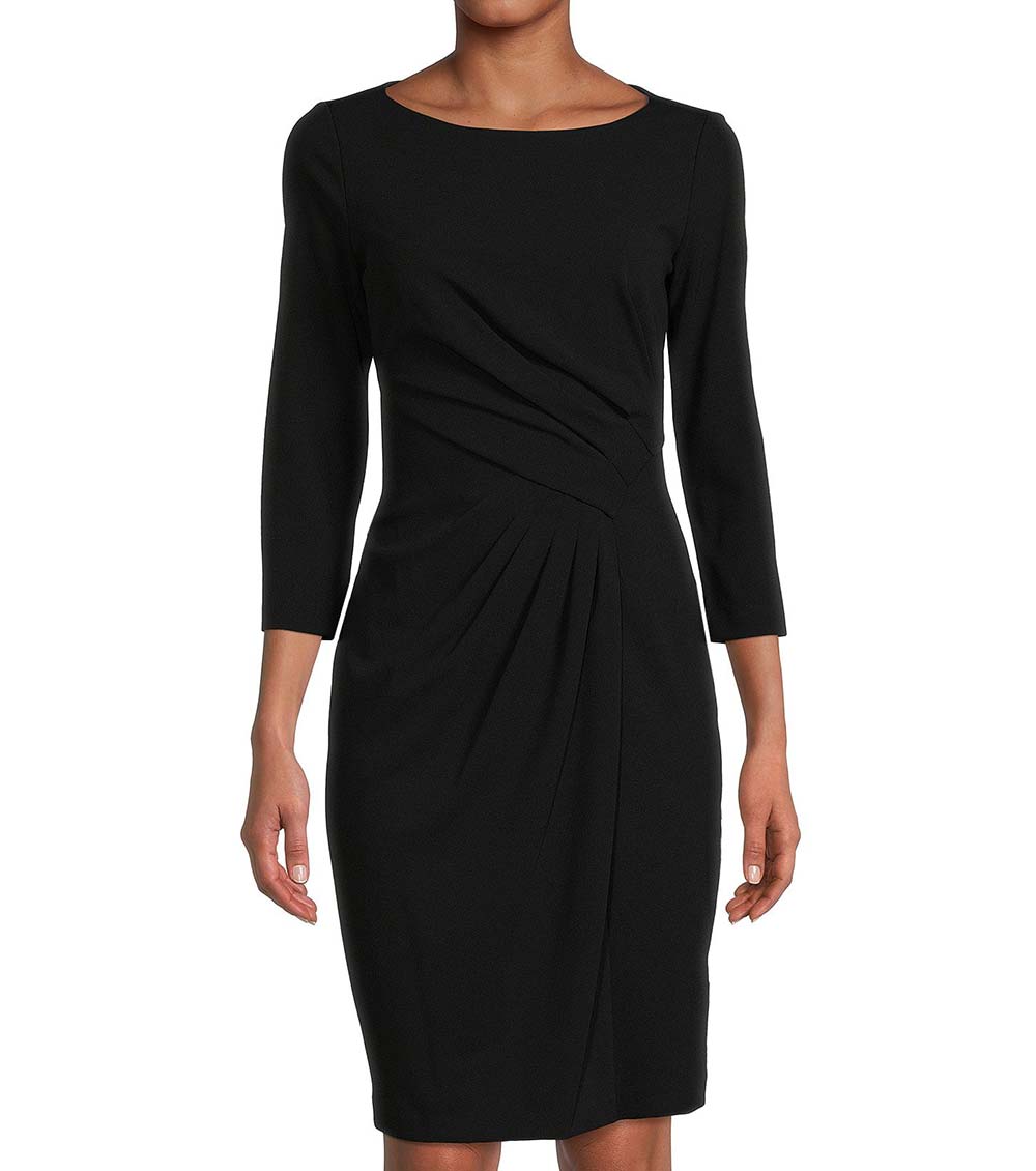 calvin klein black pleated dress