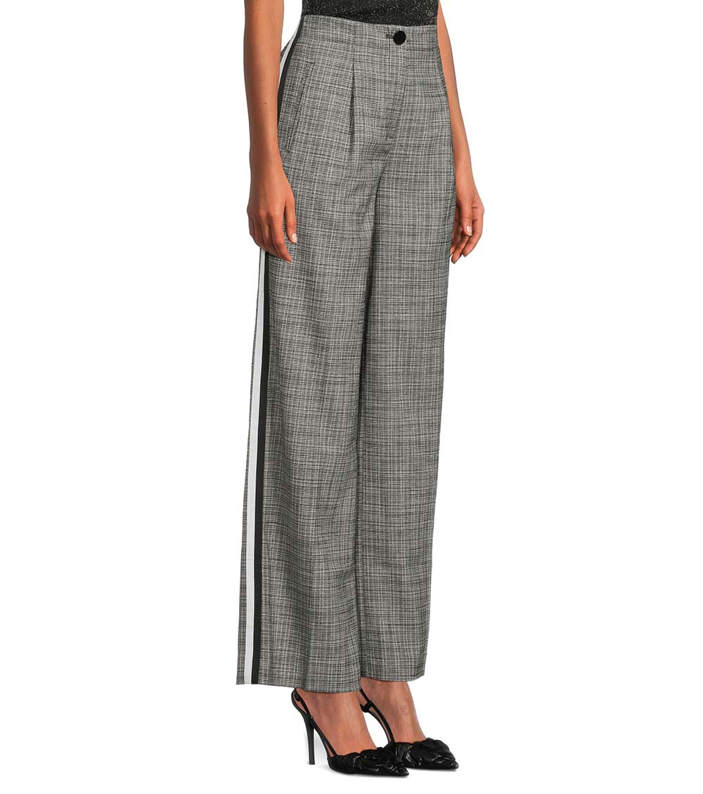 High-Waisted Marlene Trousers Wide-leg Trousers with Black Stripe main image 0