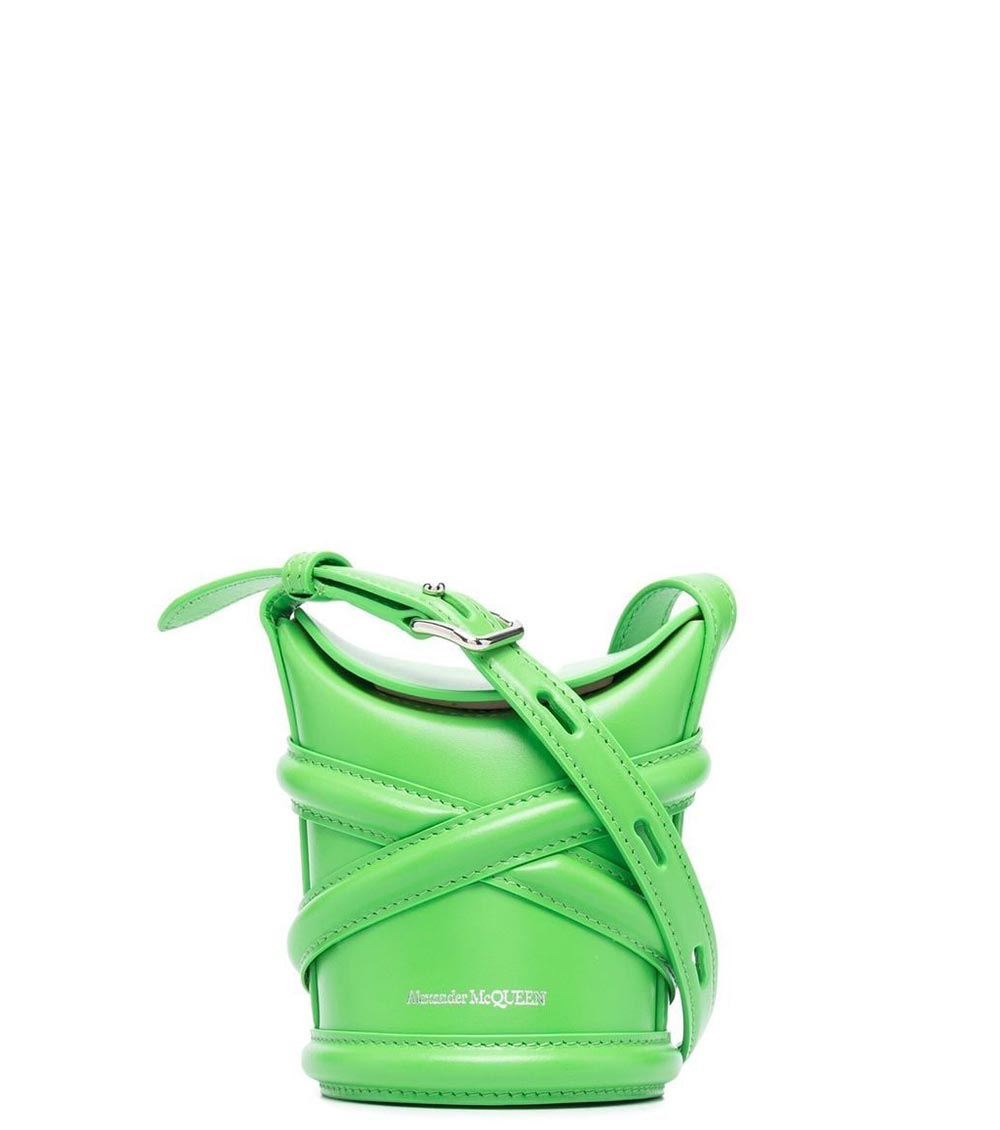 Alexander McQueen Light Green The Curve Micro Bucket Bag for Women