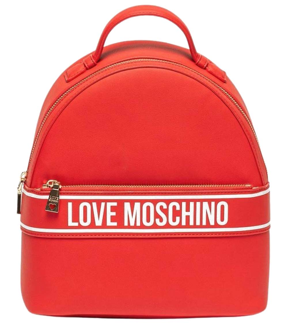 Love Moschino Red Print Logo Small Backpack for Women Online  display picture 2