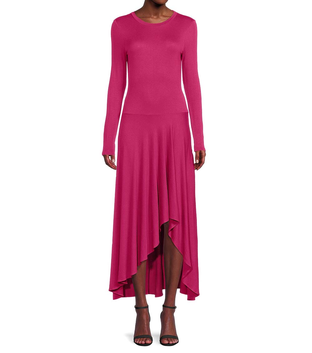 BCBGMaxazria Sangria Dropped Waist High Low Dress for Women Online