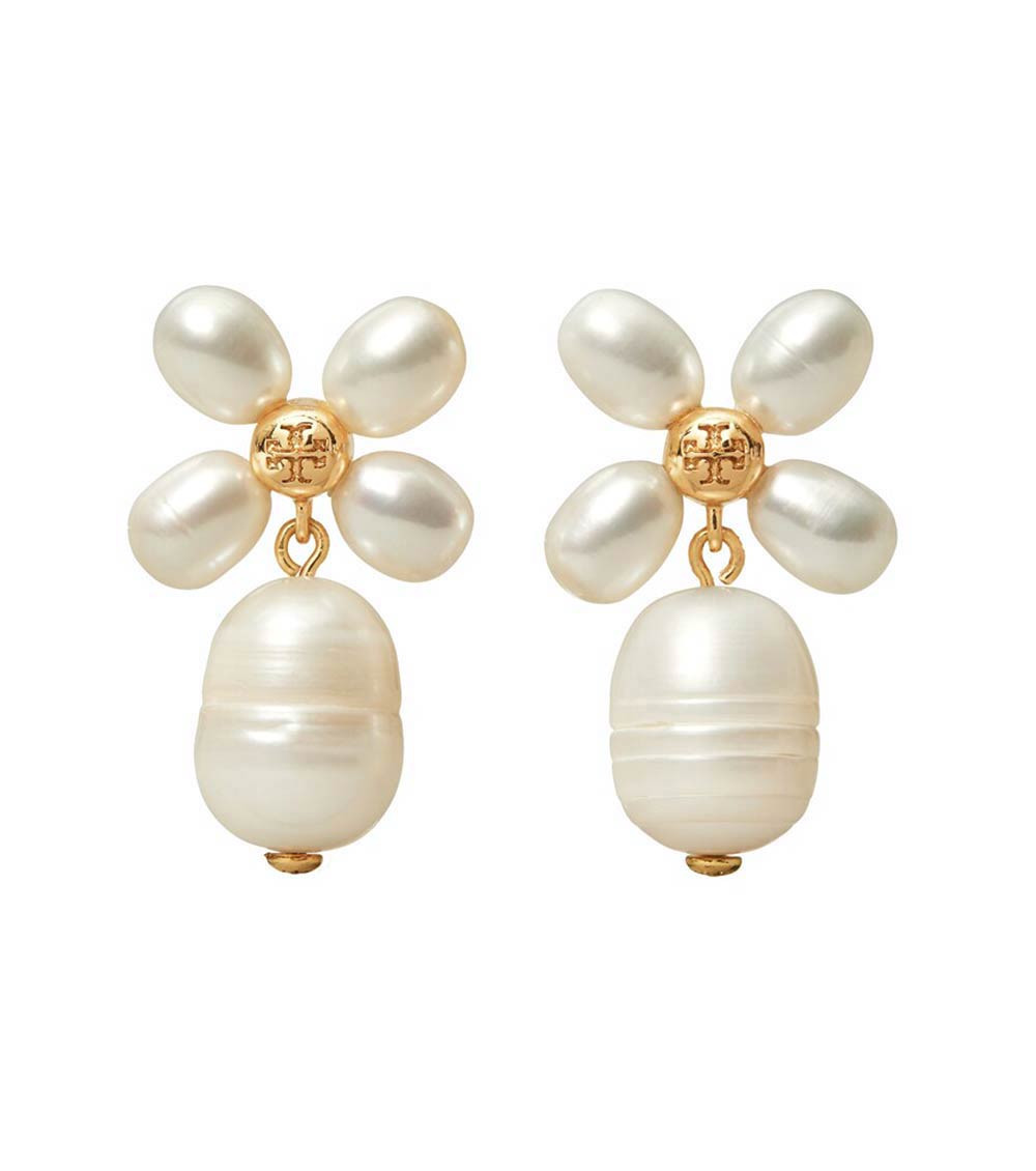 Tory Burch White Pearl Clover Drop Earrings for Women Online India at  