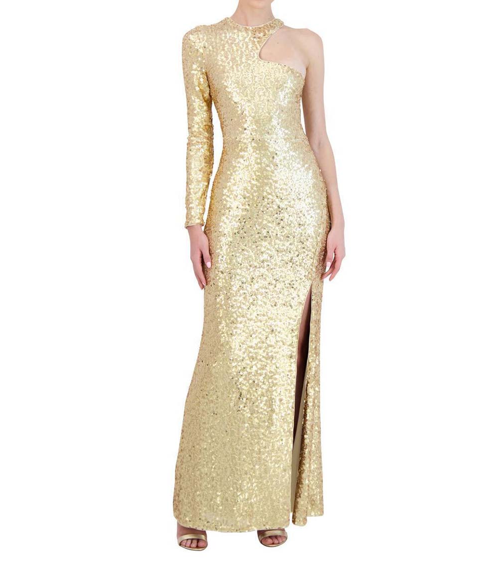 BCBGMaxazria Golden Asymmetric Sequined Dress for Women Online