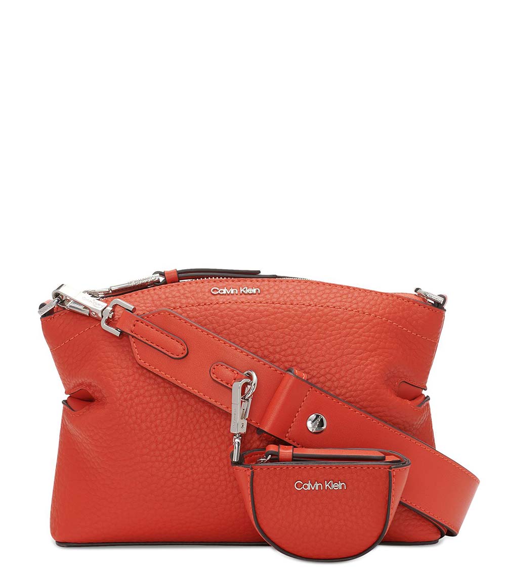 Calvin Klein Cypress Top Zip Convertible Crossbody With Pouch in Red