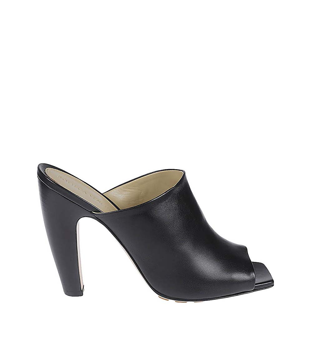 Black open best sale toe mule heel