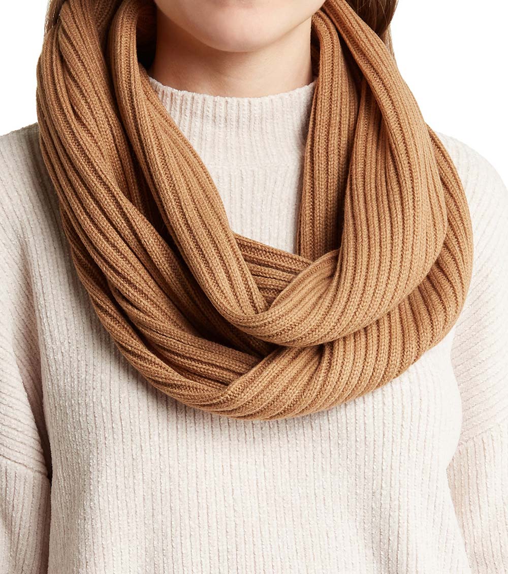 Michael Kors Brown Rib Zipper Infinity Scarf for Women Online