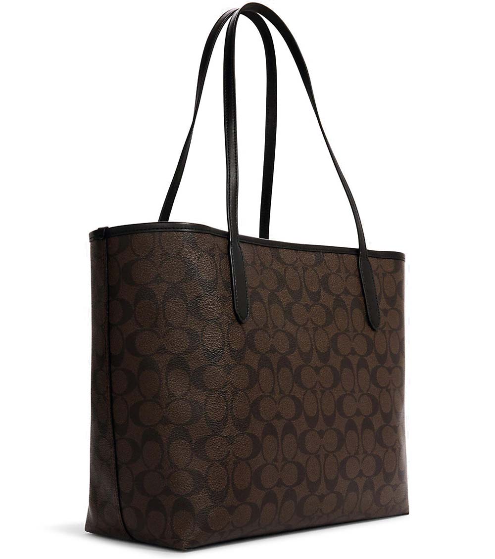 🤎❤️COACH Canvas/Leather CITY Tote/Shopper/Shoulder Bag ~ Brown/Red❤️🤎