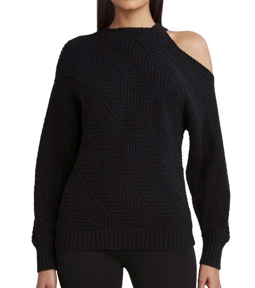 BCBGMaxazria Black Cut Out Pullover Sweater for Women Online India