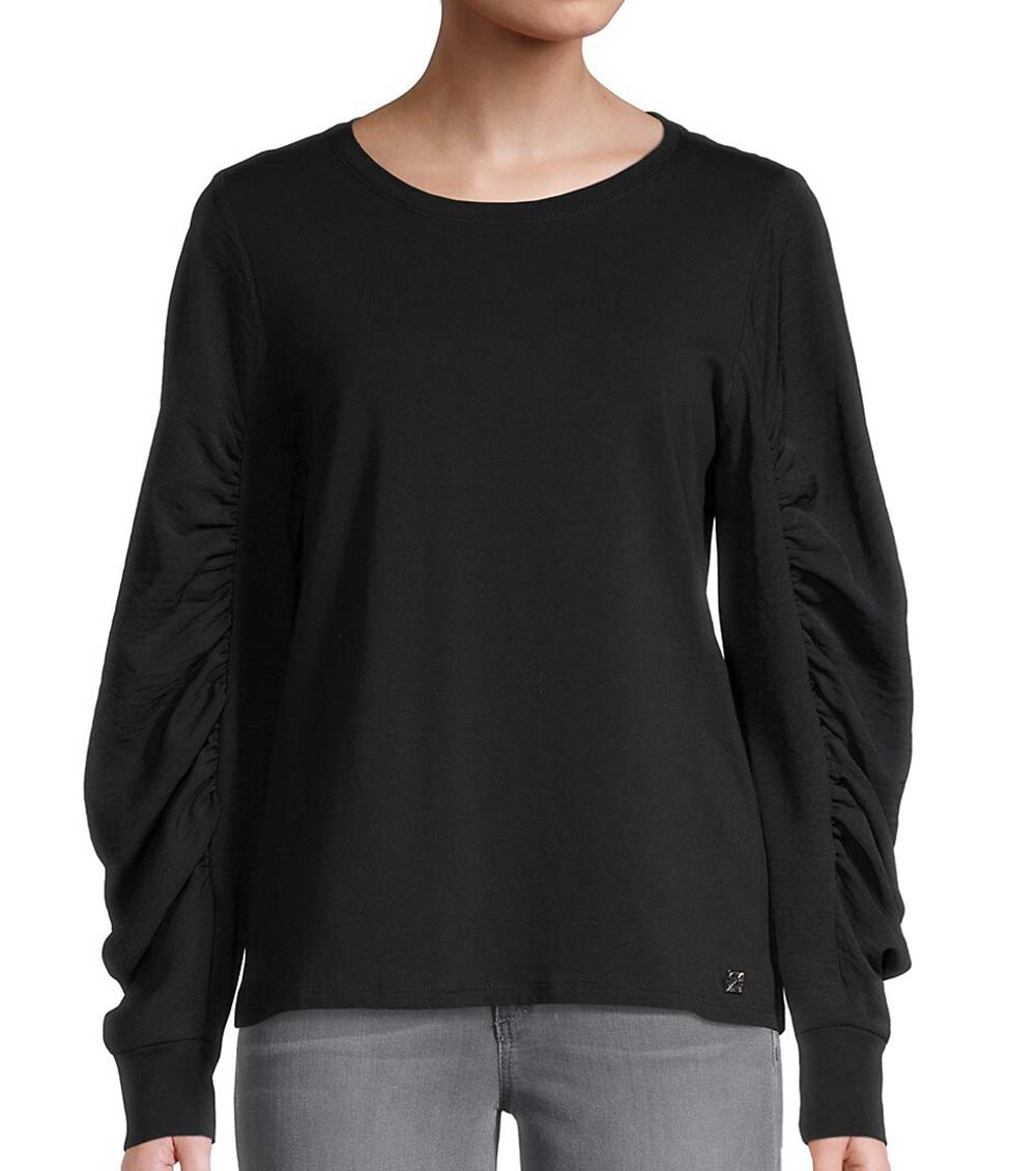 Calvin Klein Black Ruched Puff-Sleeve Top for Women Online India at  