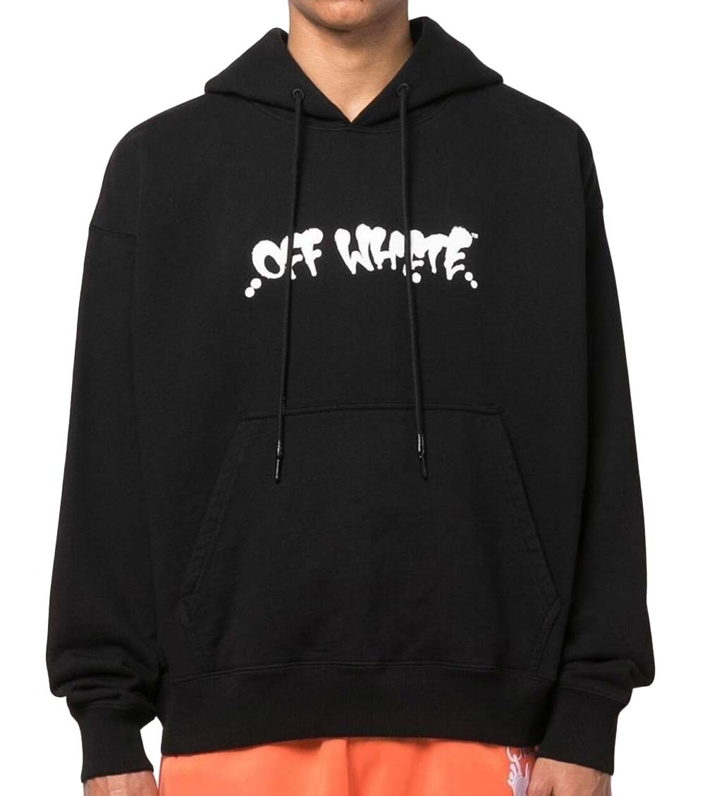 Off white black store logo hoodie