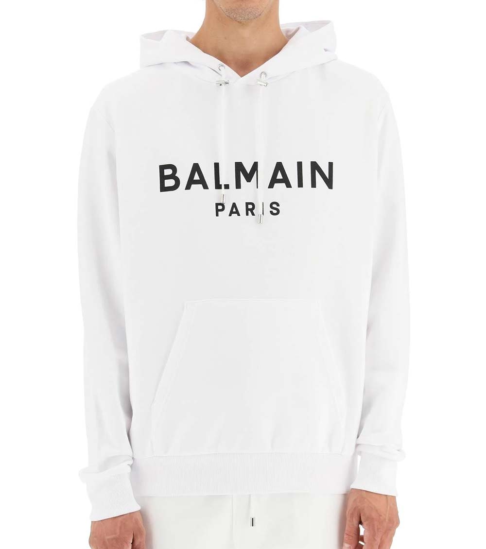 Balmain Monogram Embossed Hooded Sweatshirt