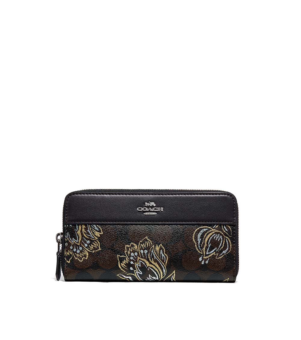 Coach Dark Brown Tulip Print Wallet for Women Online India at Darveys