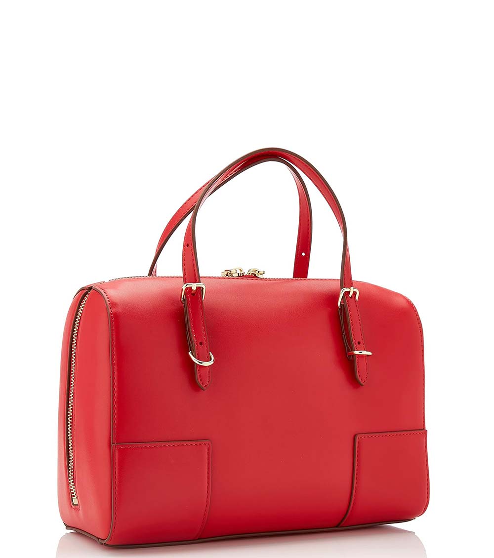 Love Moschino Red Logo Plaque Small Duffle Bag for Women Online