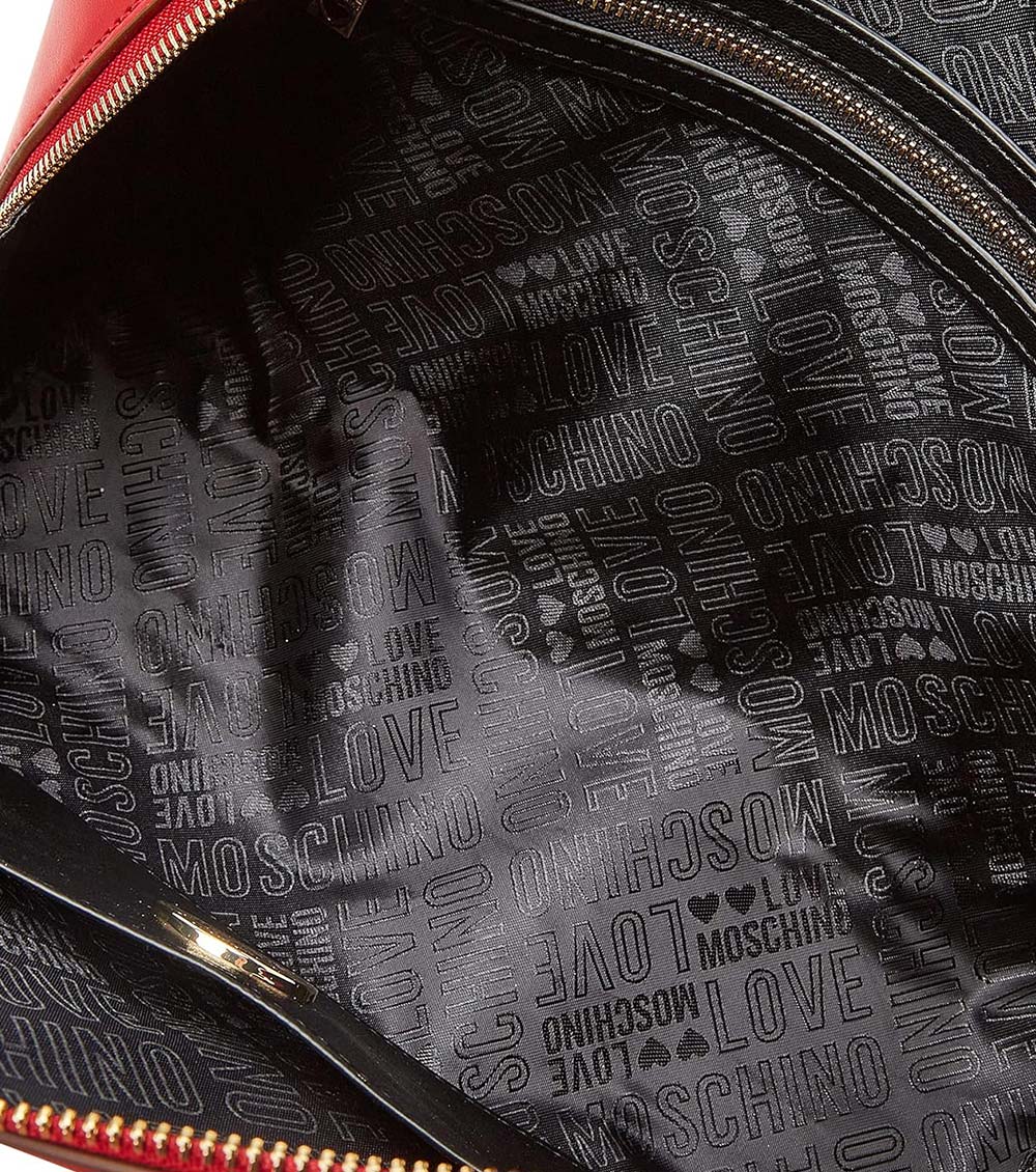 Love Moschino Red Logo Plaque Small Duffle Bag for Women Online
